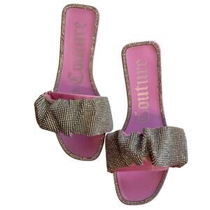Juicy Couture Hollyn Pink & Silver Embellished Rhinestone Sandals/ Slides US 7